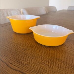 💛 Vintage Pyrex Primary Yellow Casserole Set — 471 & 473 (Bases Only)